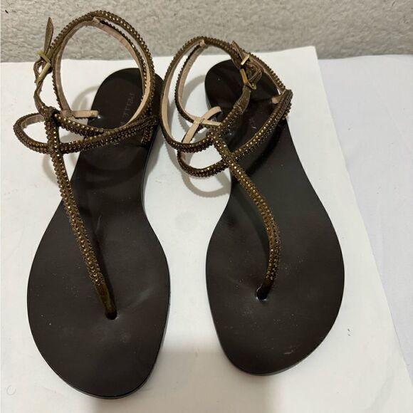 Pelle Moda Chocolate Crystal Rhinestone Sandals - Picture 1 of 9